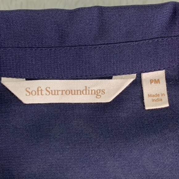 Soft Surroundings Women's Navy Blue Sheer Button Down Blouse Size Petit Medium - Picture 15 of 16